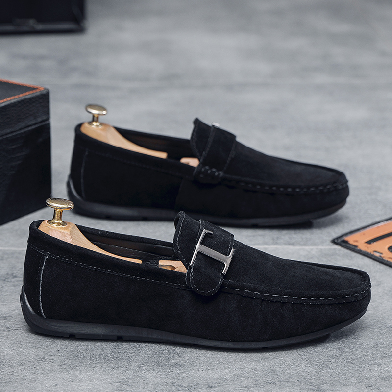 Fashion New Style High Quality Designer Leather Suede Casual Shoes Flat Slip on Men Leather Loafer