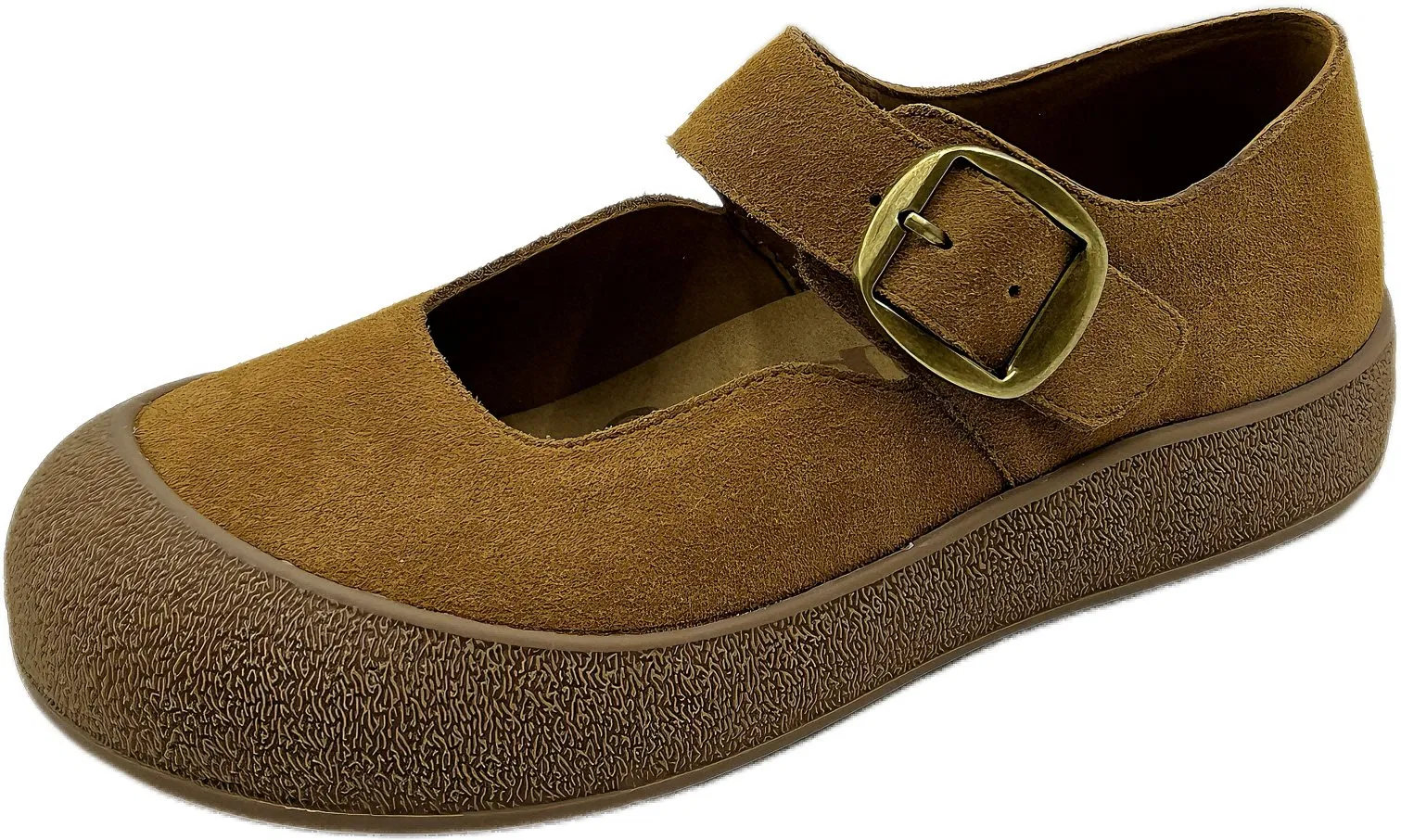 Ladies Retro Suede Flats with Thick Sole and Comfort Walking Support