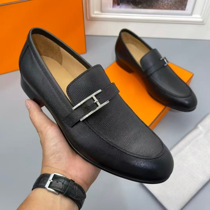 Luxury High Quality Designer Metal Buckle Leather Formal Slip on Loafers