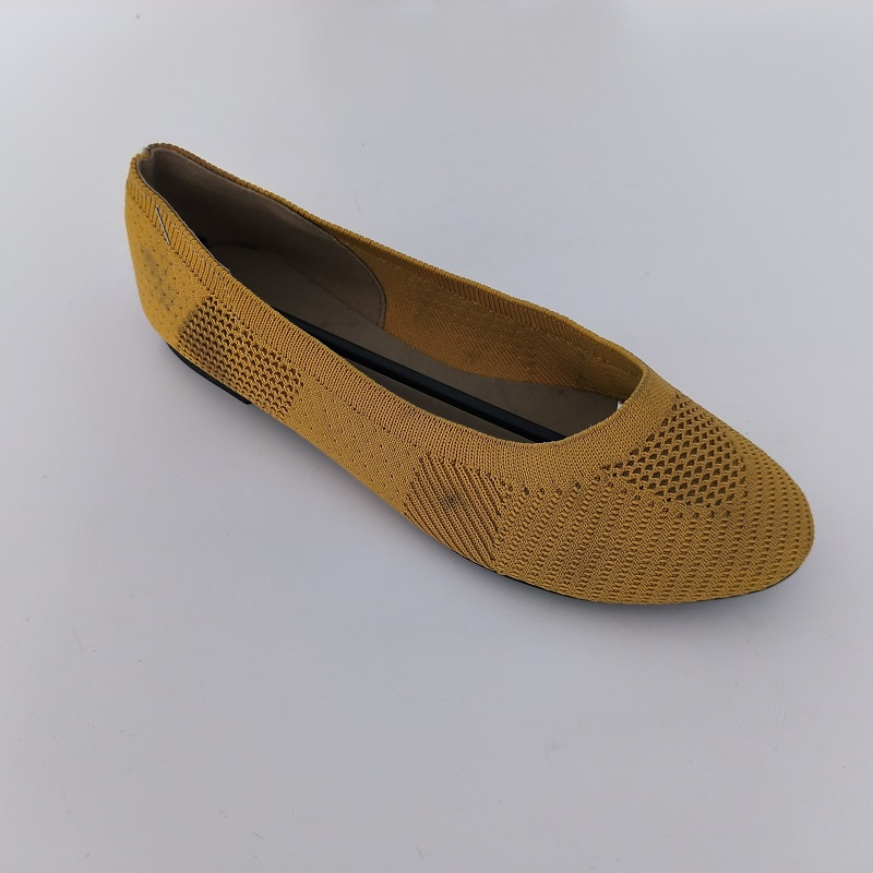 Mustard Yellow Knit Pointed-Toe Flats