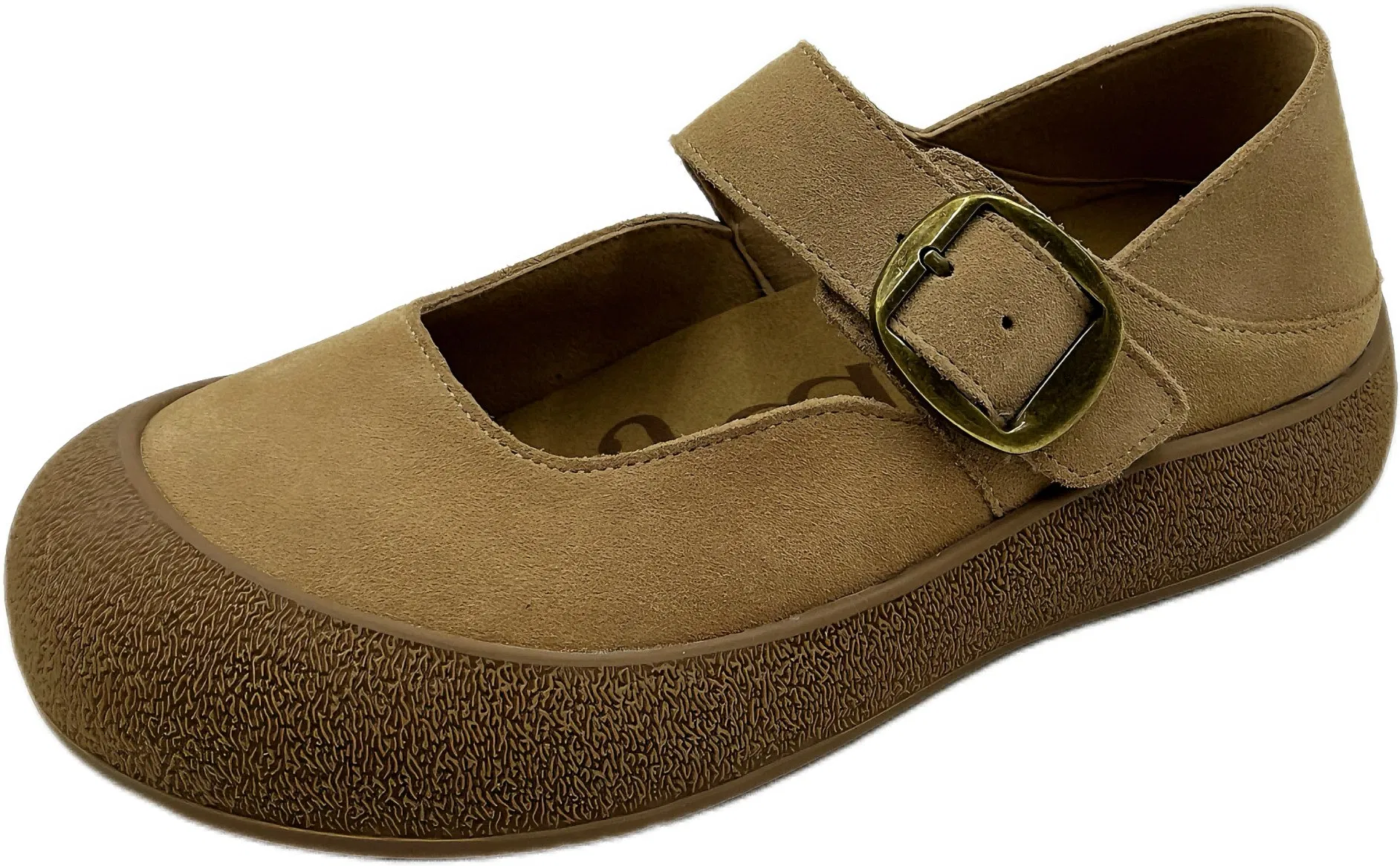 Ladies Retro Suede Flats with Thick Sole and Comfort Walking Support