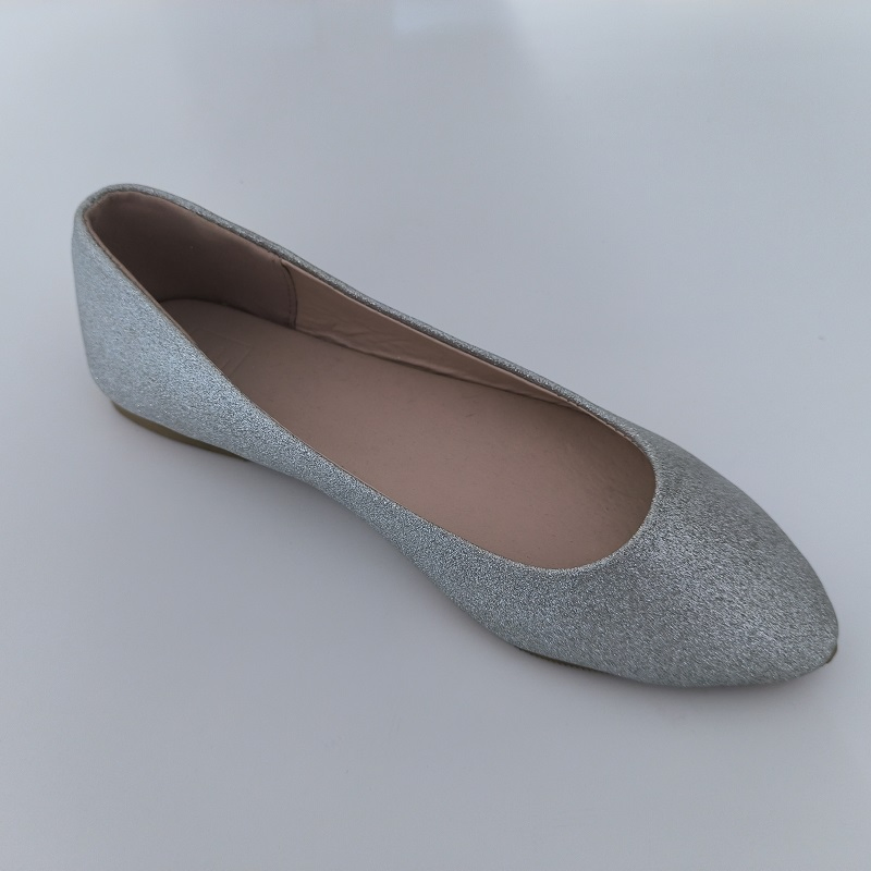 Silver Glitter Pointed-Toe Flats