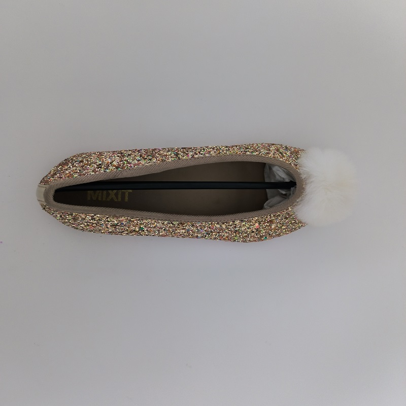 Multicolor Glitter POM-POM Pointed-Toe Flats