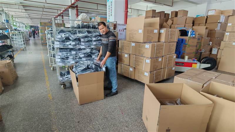 Finished shoes packed and ready for shipment