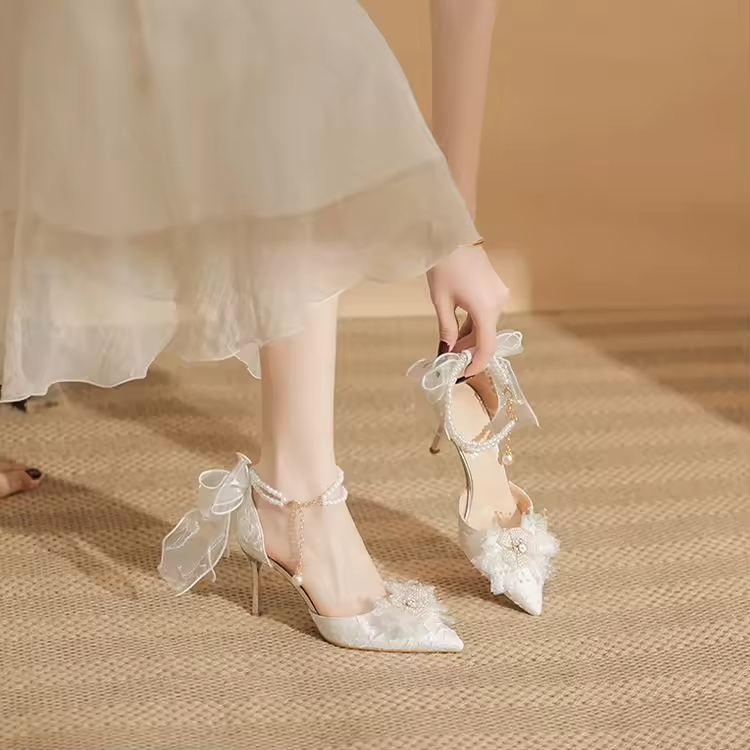 Factory Direct Wholesale High Quality Womens Designer Bow Wedding High Heel Sandals Customized Color/Size Sporty PU Upper Rubber