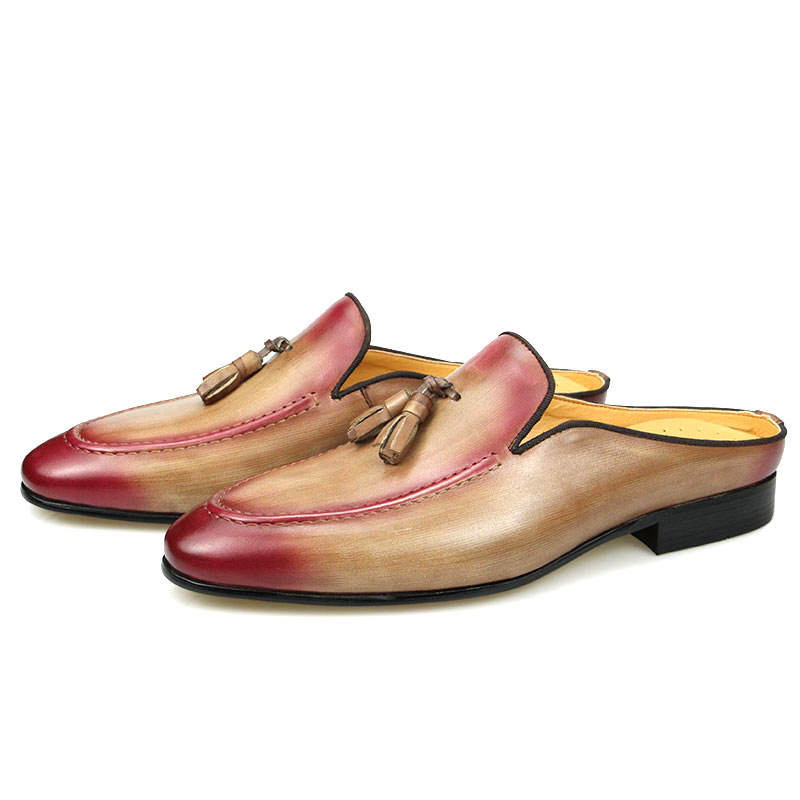 Customizable Men's Moccasin Slippers Genuine Leather Summer Flat Tassel Loafers Comfortable Fashion