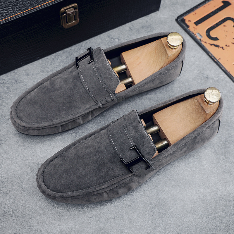Fashion New Style High Quality Designer Leather Suede Casual Shoes Flat Slip on Men Leather Loafer