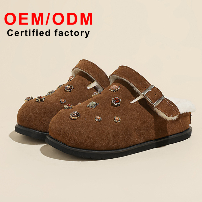Fashion Trend Rivets Clogs &amp; Mules Unisex Adult Classic Custom Plush Slippers Feature Closed Toe Soft Lightweight for Winter