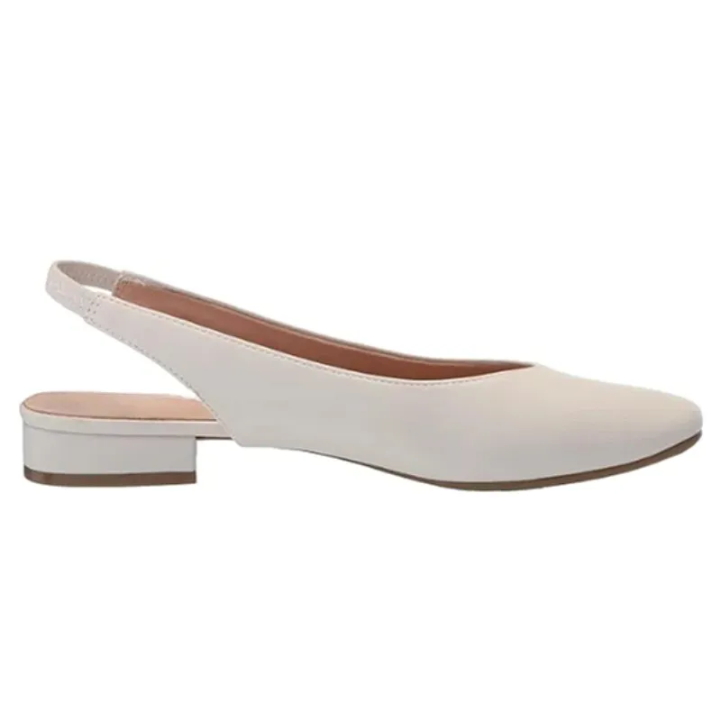 White Square-Toe Slingback Flats