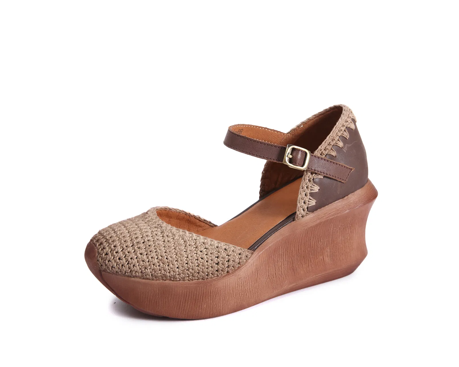 Custom Wholesale Summer Shoes OEM/ODM Women's Hand-Woven Leather Wedge Sandals Genuine Leather Thick Sole Breathable Elevator