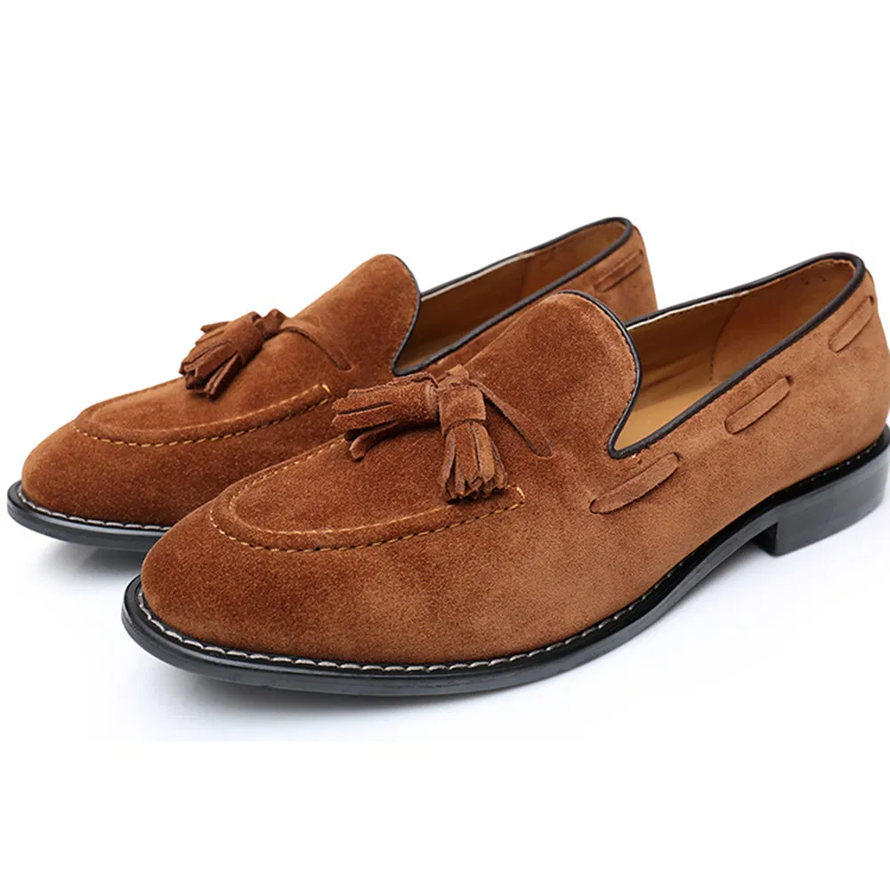 Summer Walk Suede Cow Leather Slip on Casual Moccasin Gommino Dress Shoes Men Penny Brown Tassels Loafers