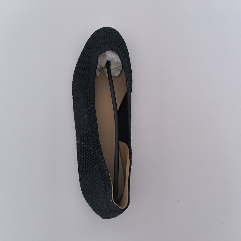 Black Knit Pointed-Toe Flats