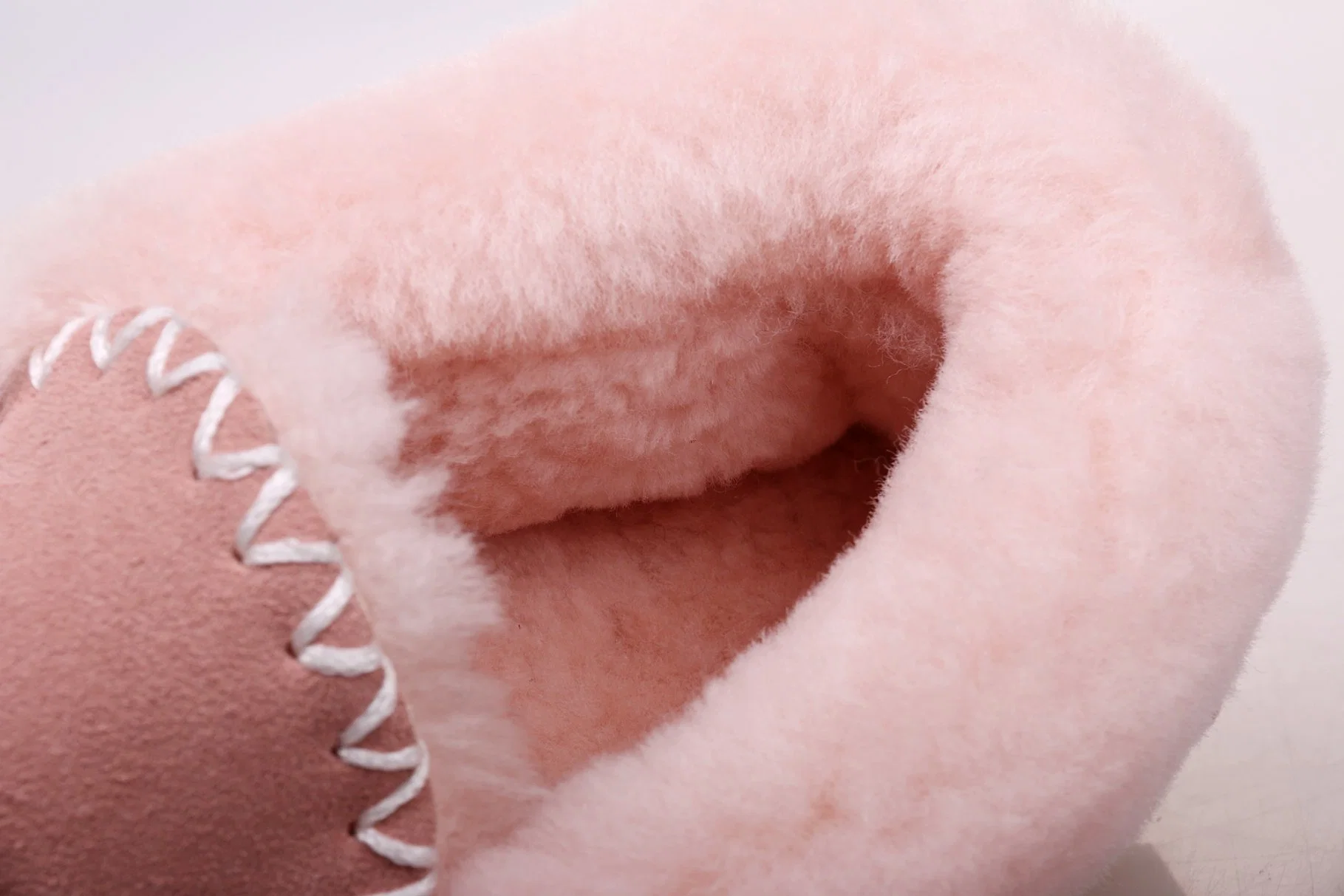 Moccasin Sheepskin Fur Home Slippers for Women in Red