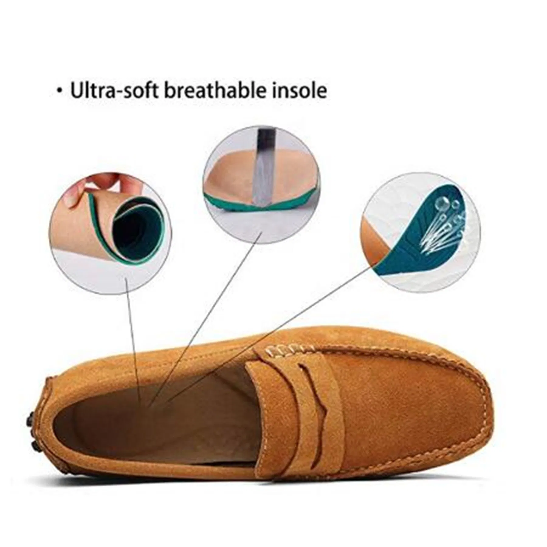 Wholesale Soft Sole Loafer Men Moccasins Casual Cow Suede Penny Loafer Shoes