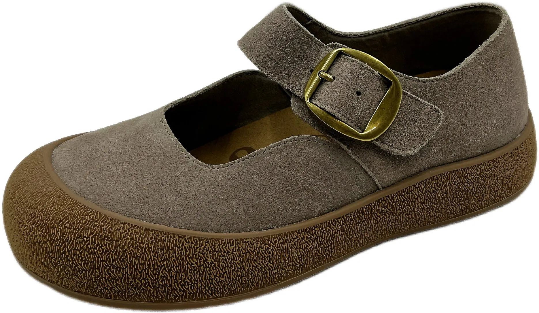 Ladies Retro Suede Flats with Thick Sole and Comfort Walking Support
