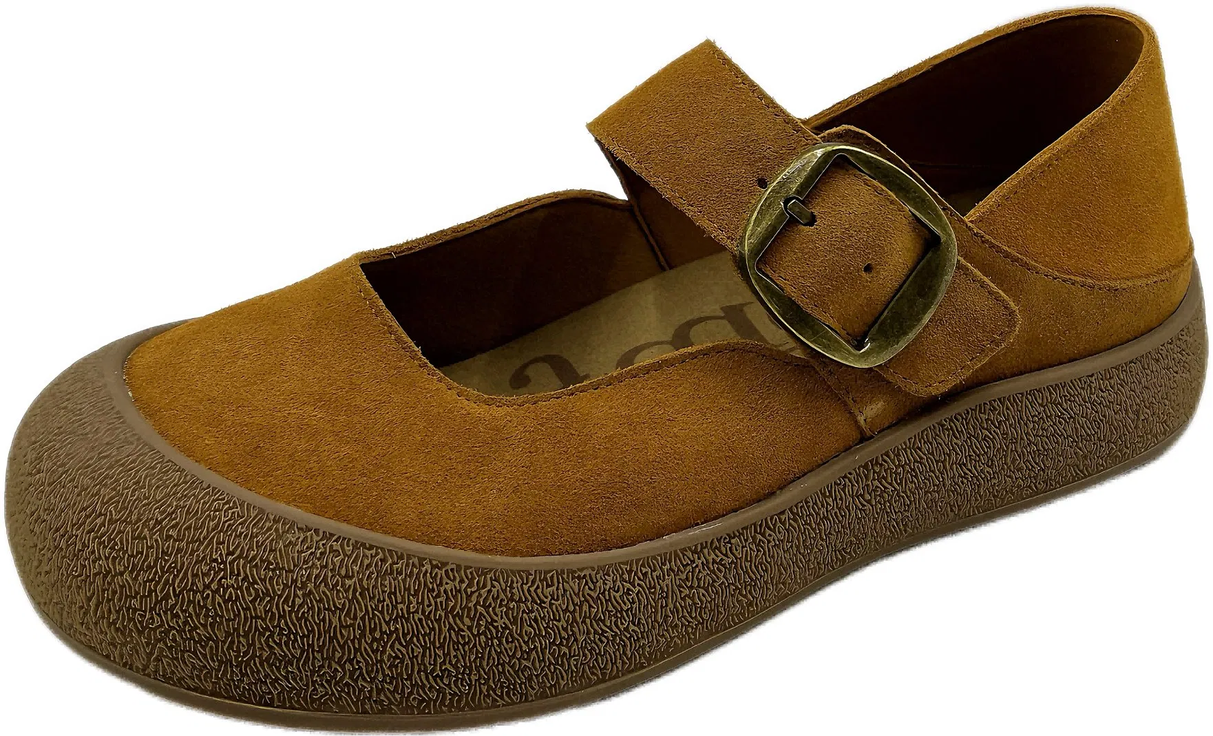 Ladies Retro Suede Flats with Thick Sole and Comfort Walking Support