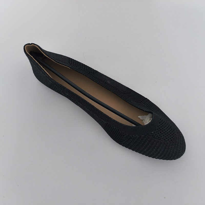 Black Knit Pointed-Toe Flats
