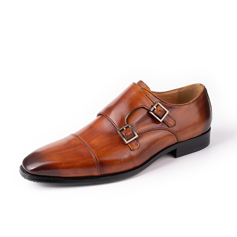 Elegant Handmade Leather Monk Strap Loafers for Weddings