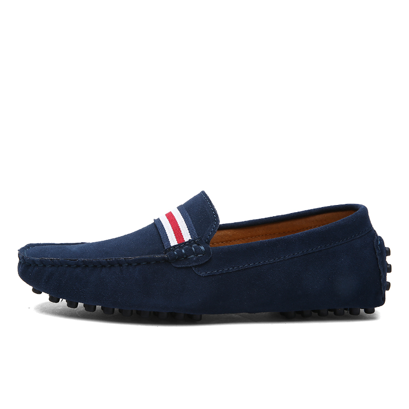 Men's Classic Striped Suede Loafers Lightweight Non-Slip Driving Moccasins