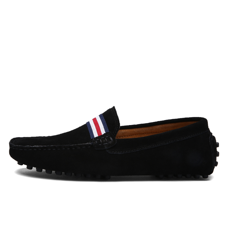 Men's Classic Striped Suede Loafers Lightweight Non-Slip Driving Moccasins