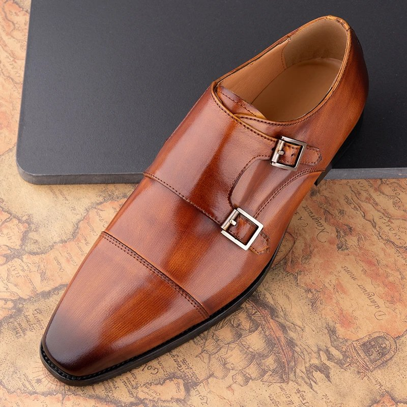 Elegant Handmade Leather Monk Strap Loafers for Weddings