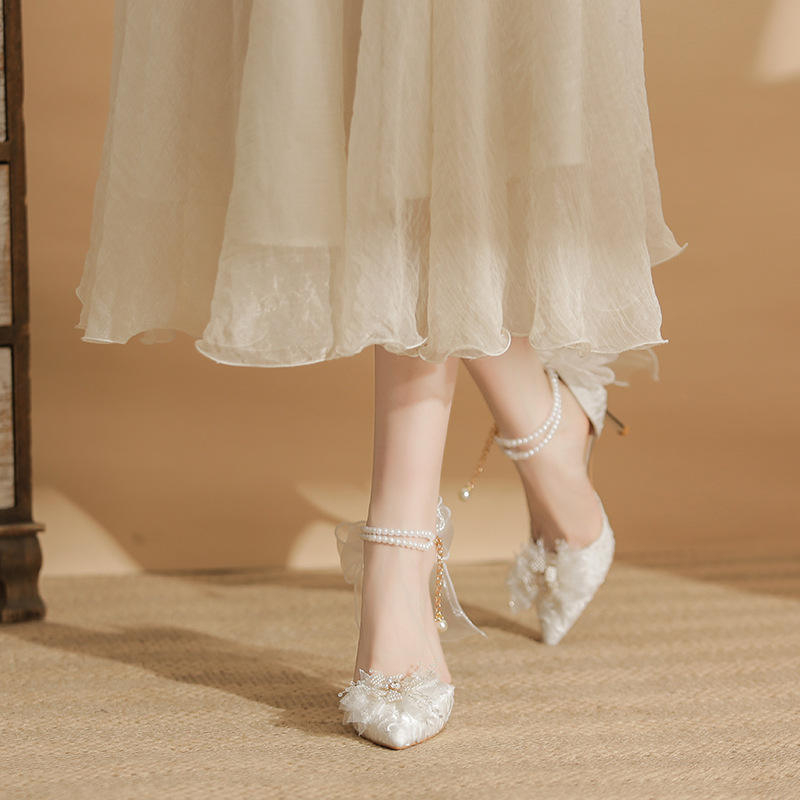 Factory Direct Wholesale High Heels Bow Wedding High Heel Sandals Womens Designer High Heels