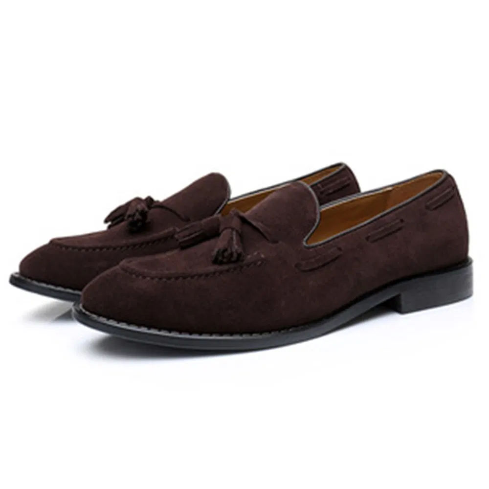 Summer Walk Suede Cow Leather Slip on Casual Moccasin Gommino Dress Shoes Men Penny Brown Tassels Loafers