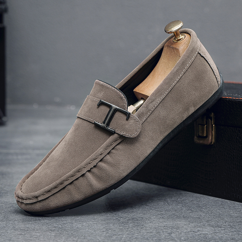 Fashion New Style High Quality Designer Leather Suede Casual Shoes Flat Slip on Men Leather Loafer