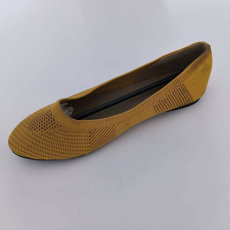 Mustard Yellow Knit Pointed-Toe Flats
