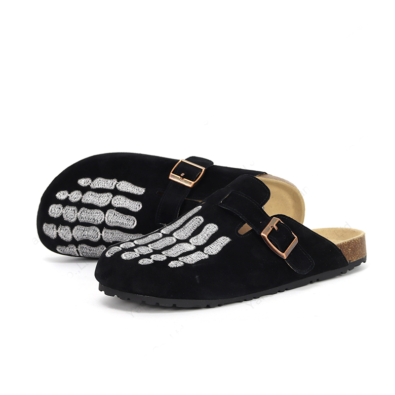 Custom Platform Clog Sandals Women Genuine Leather Embroidery Unisex Outdoor Cork Birken Slippers Anti-Slip Breathable Summer
