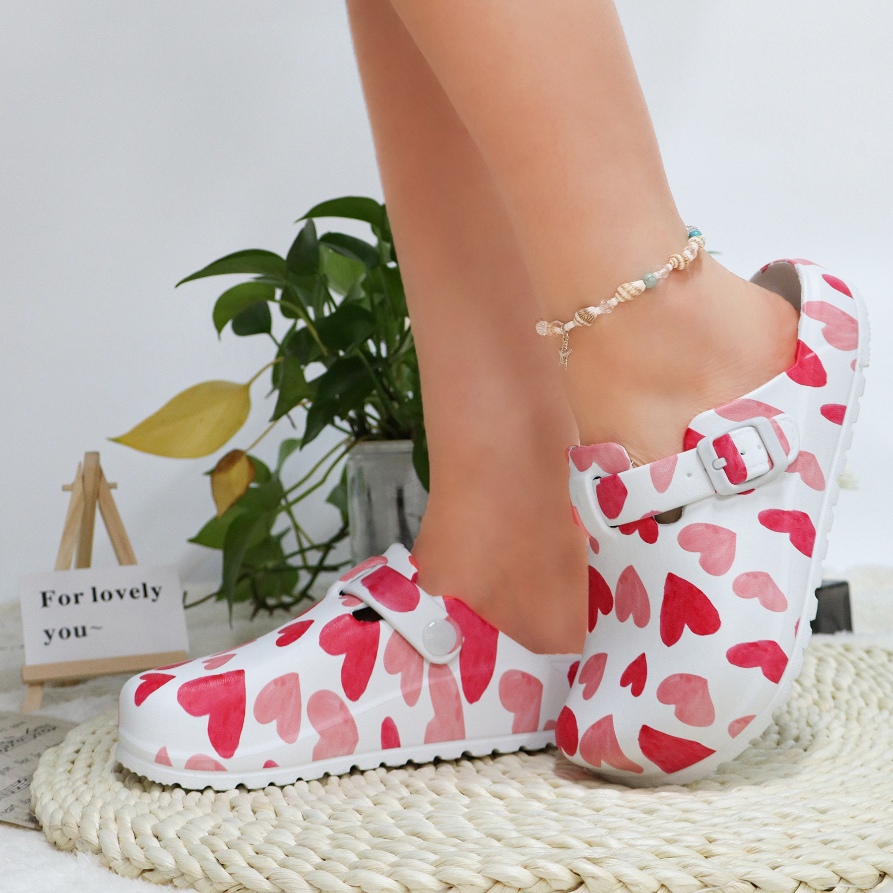 Women's Stylish Print EVA Clogs Light Weight Platform Buckle Soft Sole Beach Garden Clogs Closed Toe Summer/Spring Work Footwear