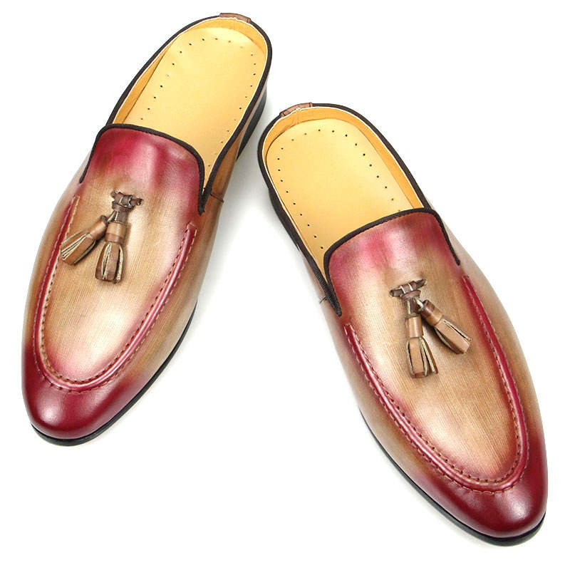Customizable Men's Moccasin Slippers Genuine Leather Summer Flat Tassel Loafers Comfortable Fashion