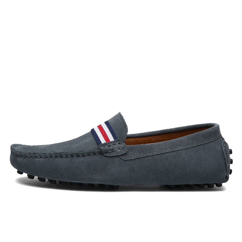 Men's Classic Striped Suede Loafers Lightweight Non-Slip Driving Moccasins