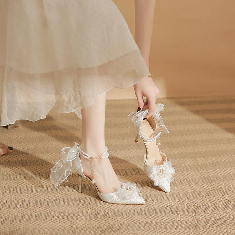 Factory Direct Wholesale High Heels Bow Wedding High Heel Sandals Womens Designer High Heels
