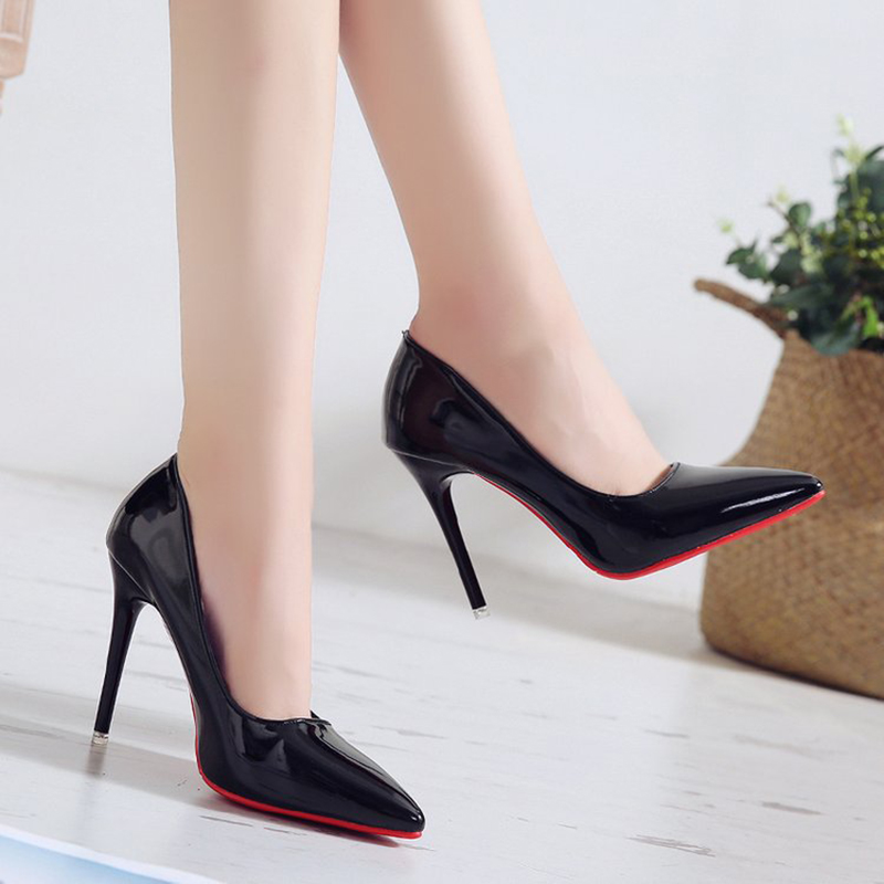 2022 New Mature Sexy Women Solid Color Fashion Shoes Summer Comfortable Leather Upper Designer Red Bottom High Heels