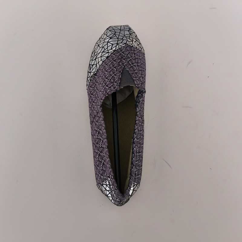Purple &amp; Silver Geometric Pattern Slip-on Flats