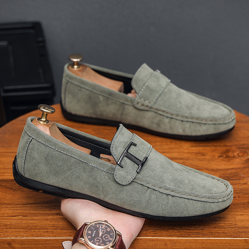 Fashion New Style High Quality Designer Leather Suede Casual Shoes Flat Slip on Men Leather Loafer