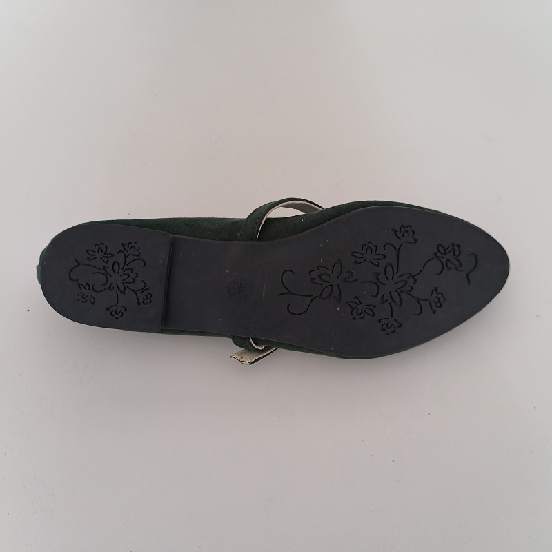 Dark Green Faux Suede Mary Jane Flats