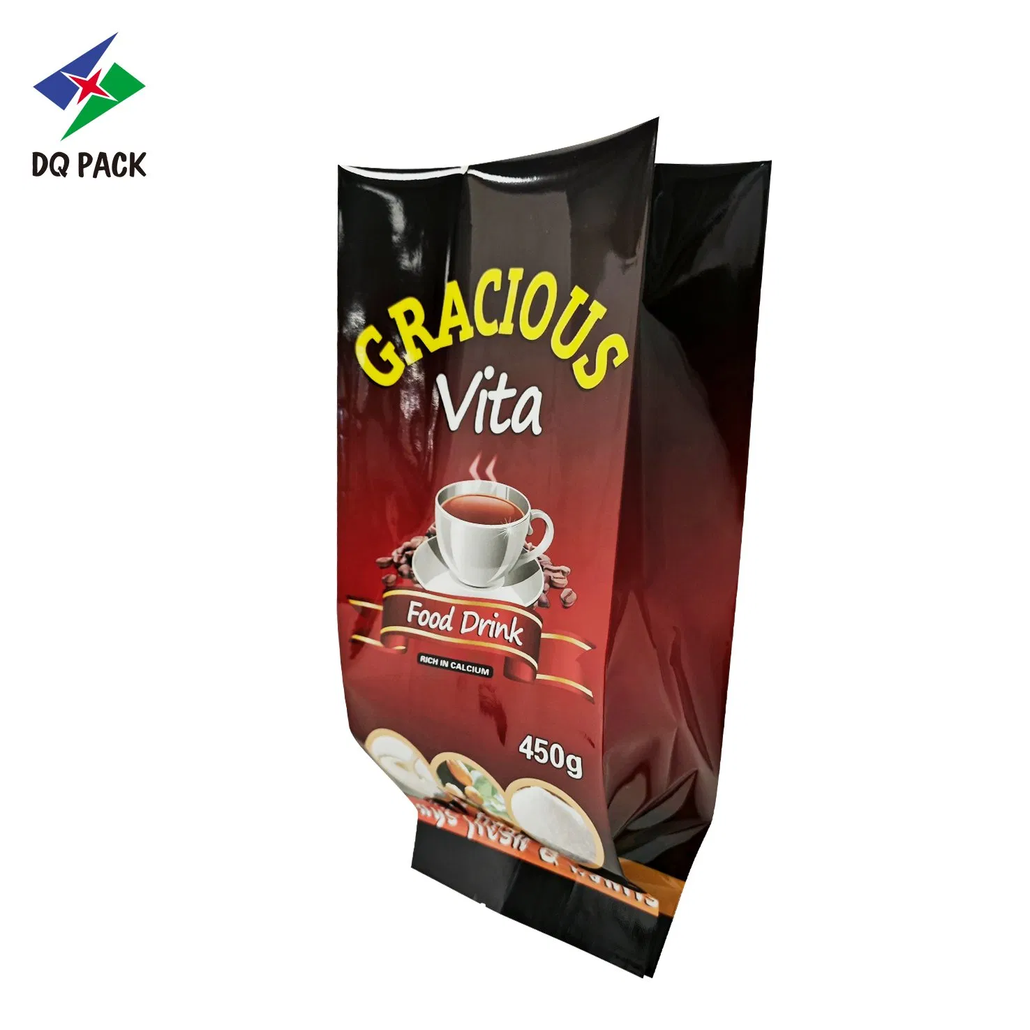 Coffee Plastic Packaging Matte Glossy Finished Food Grade Gusseted Bag for Coffee Powder