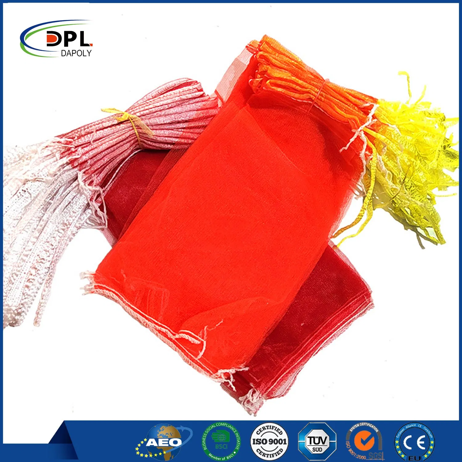 PP Onion Potato Package Mesh Bags Sack with Drawstring for Fruits and Vegetables Coconut Date Mesh Bag