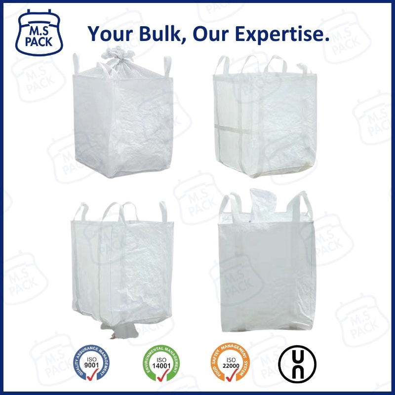 FIBC Jumbo 1000kg 1500kg Super Sack Bulk Baffle Ton Bag Big Bag Packaging PP Woven Ton Bag