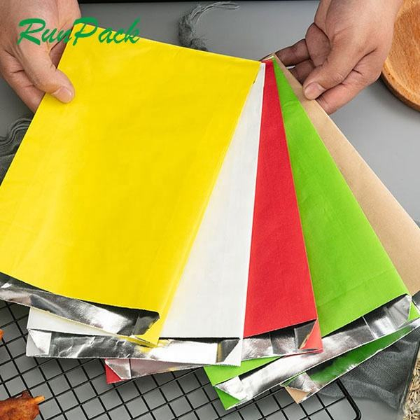Custom Food Grade Greaseproof Aluminum Foil Lined Fried Chicken Hot Dog BBQ Grilledmeat Packaging Doner Kebabs Paper Bags