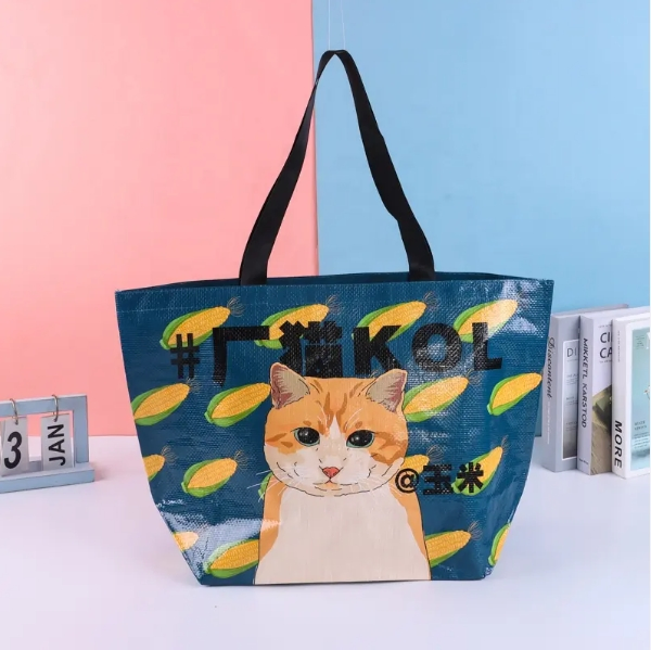 China Manufacturer Custom Reusable Grocery Shopping Bag BOPP Laminated Recycled PP Woven Bag