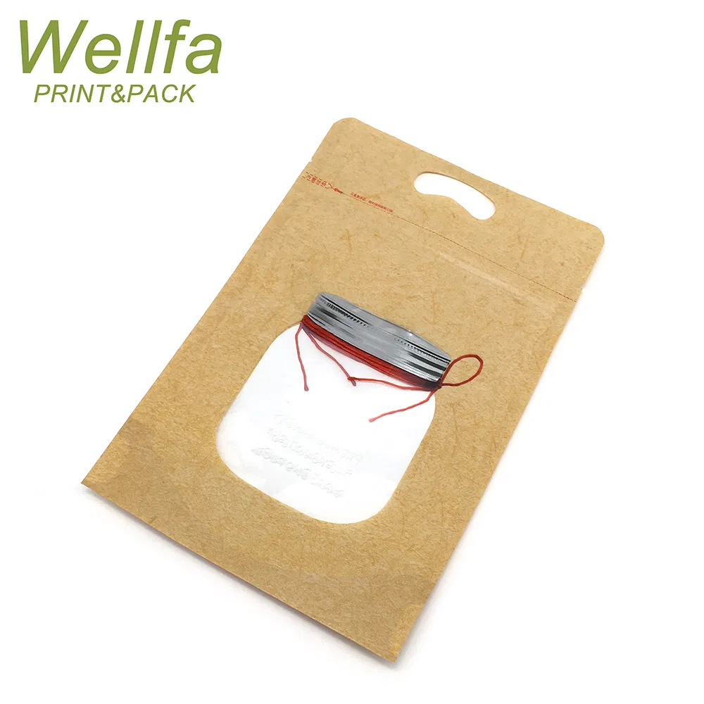 OEM Printing Eco Friendly Biodegradable Kraft Paper Stand up Zipper Pouch with Window