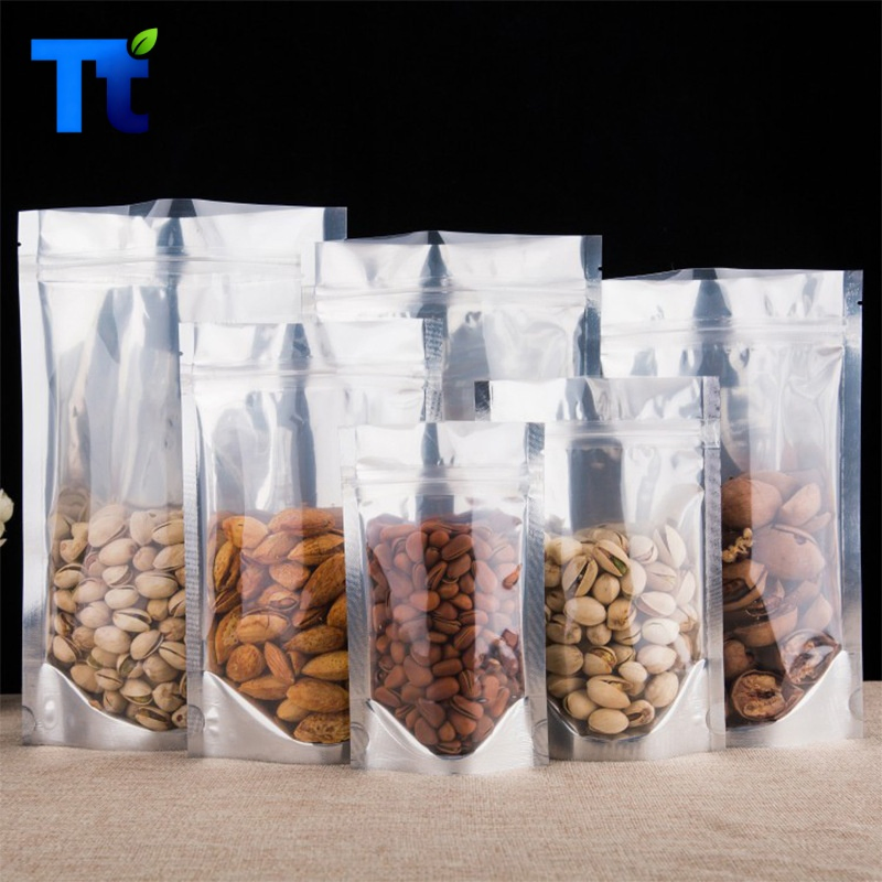 Kraft Paper Plastic Ziplock Recyclable Zipper Coffee Nuts Cookies Food Packaging Ziplock Bag Pouch with Window