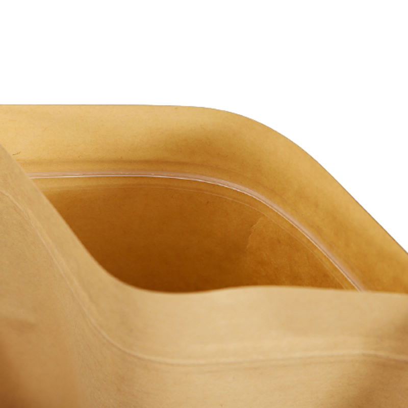 Eco Friendly Compostable Kraft Paper Stand up Pouch with Resealable Zipper and Window for Snack Coffee Tea Nut Food Packaging