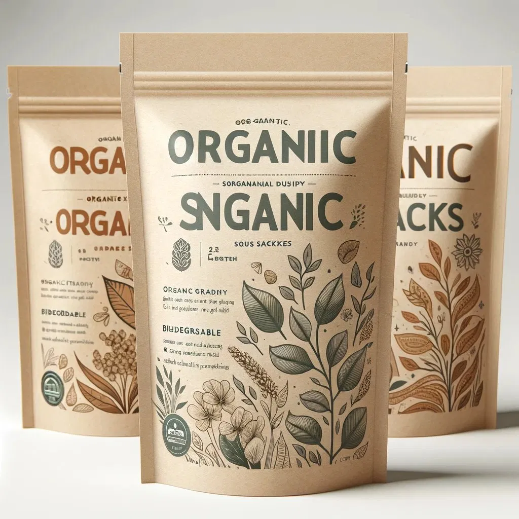 Custom Printed Green Sustainable Biodegradable Tea Dried Mango Packaging Brown Kraft Paper Stand up Pouch with Zipper and Window