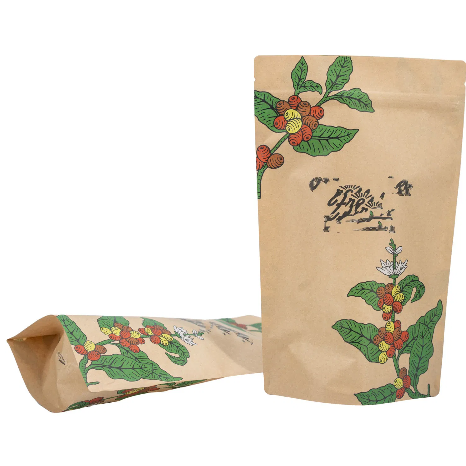 Kraft Paper Food Packaging Stand up Pouches with Die Cut Round Window Stand up Pocuhes for Coffee Packaging Pouches