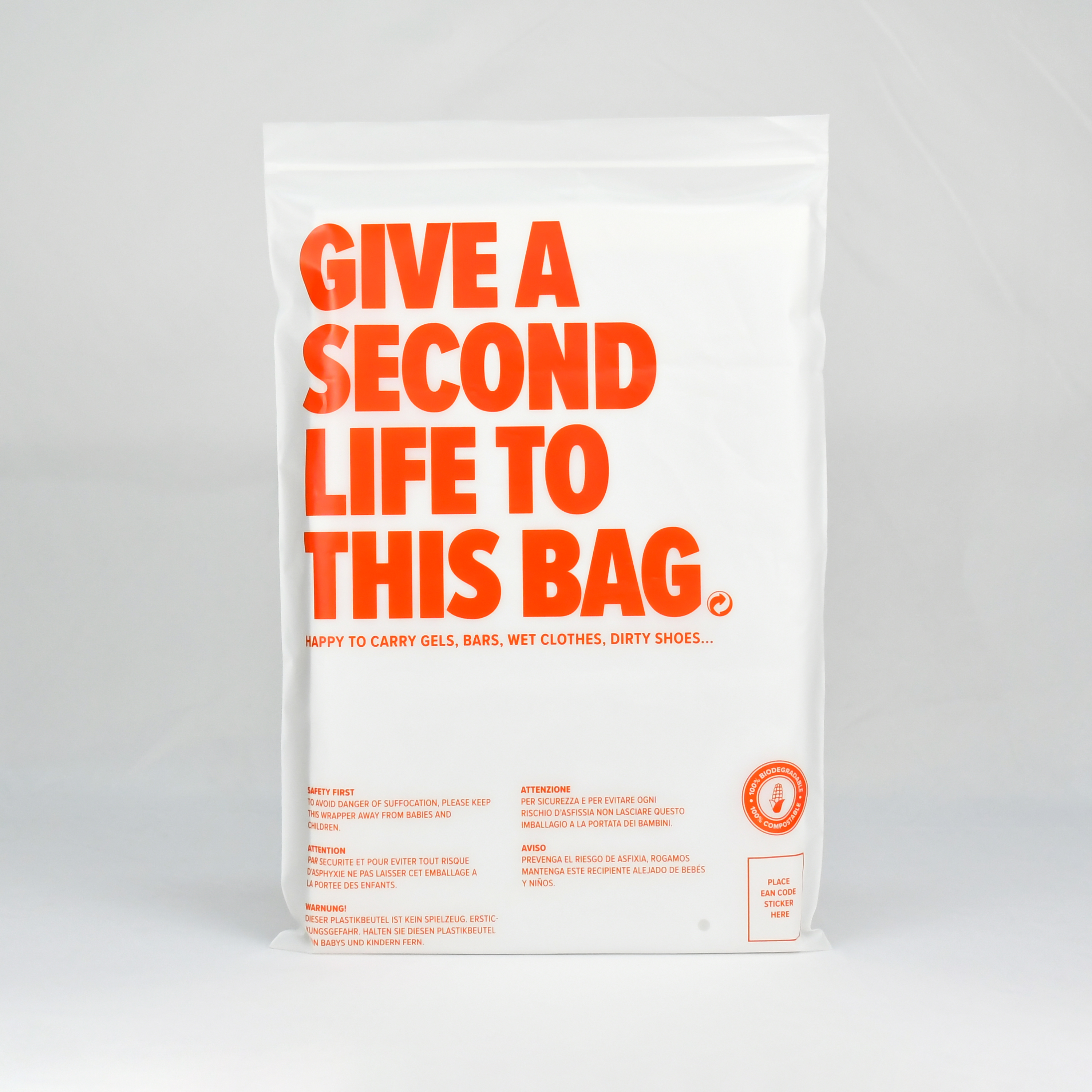 Custom Pla Biodegradable Corn Starch Bags Compostable Zipper Plastic Bags with Suffocation Warning