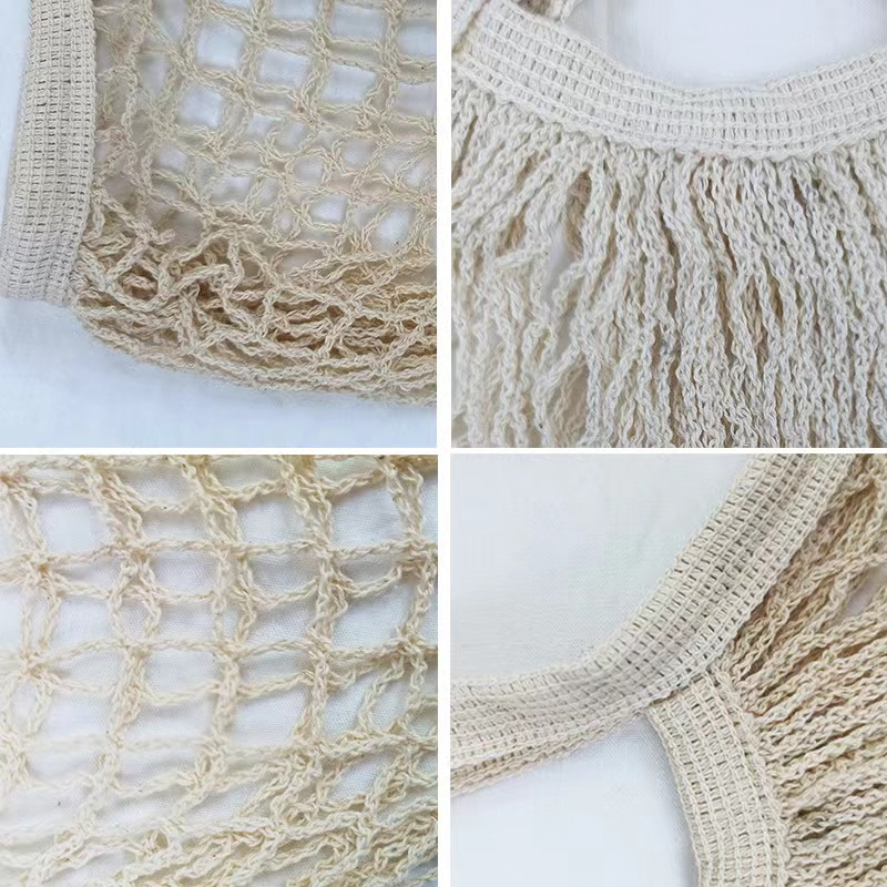 Wholesale Cheap Large Reusable Eco Friendly Fruit Net Bag Cotton Mesh Shopping Tote Bags for Fruits and Vegetables